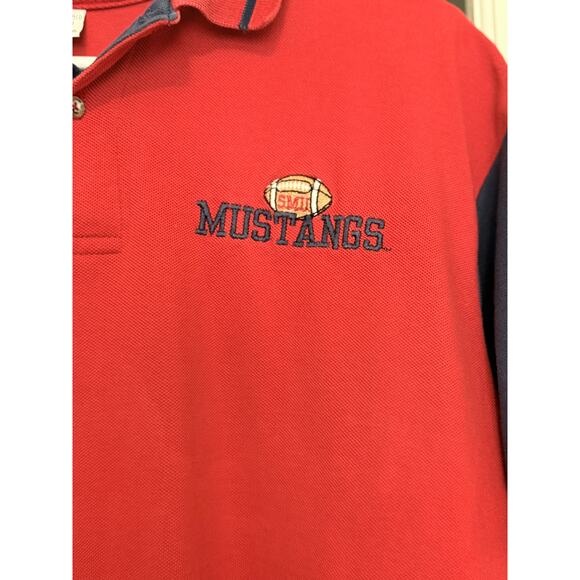 Vintage BIKE polo SMU Mustangs embroidered color block red white blue Large - Picture 2 of 9